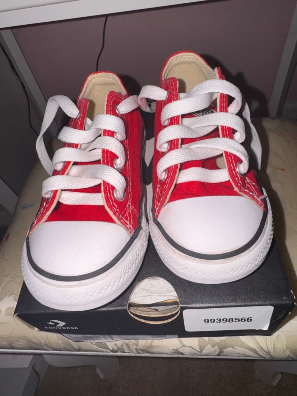 Converse Kids Red Low-Top Canvas Sneakers with White Accents